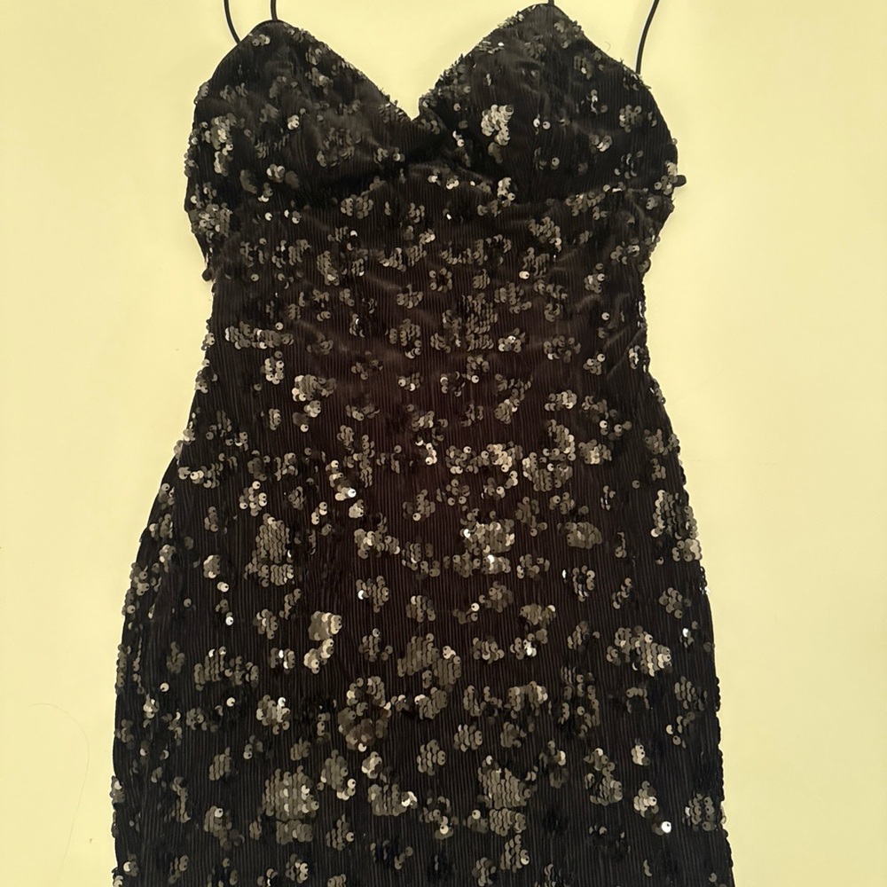 Privy Black Strapless Sequin Dress